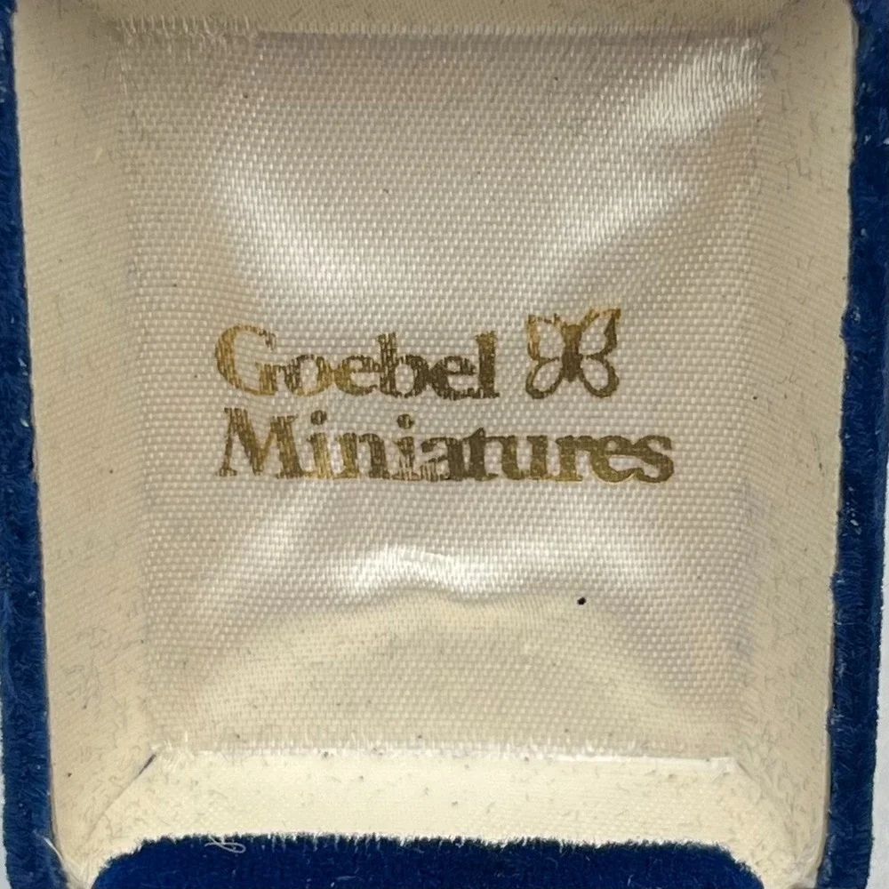 Vintage Goebel Miniatures Blue Velvet Jewelry Box Presentation Case Hinged